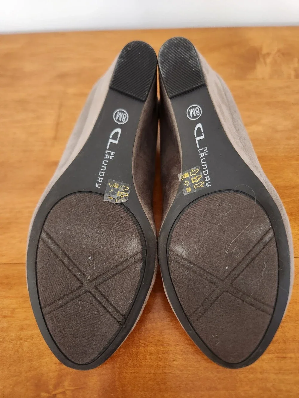 CL By Laundry Taupe Suede Wedge Heel Pumps - Size 8M